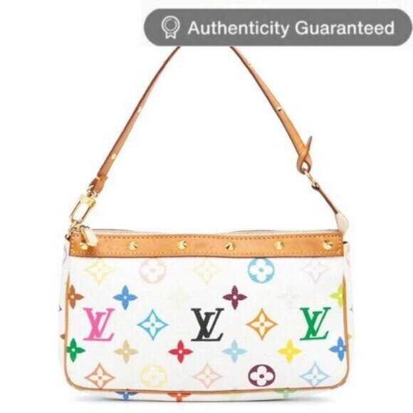 Louis Vuitton Monogram Multicolor Murakami Pochette Pouch Bag Accessories White - Picture 1 of 16